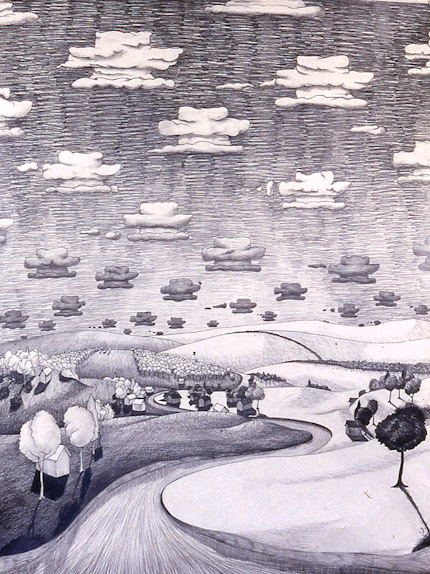 Drawings & Paintings - Enamel On Wood Clouds D